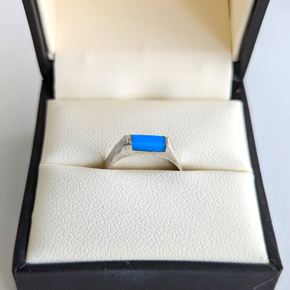 Mexican Sterling Taxco Turquoise Ring 3.75